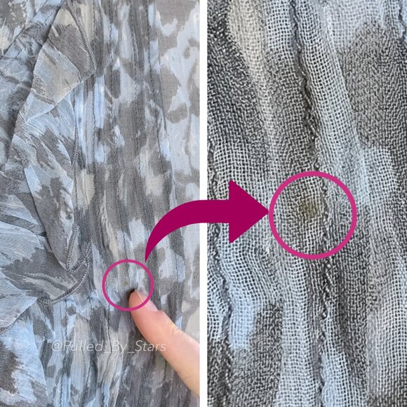 CHAN LUU Blue & Gray Sheer Viscose Blouse + Beaded Embellishments | Size M - Picture 12 of 14